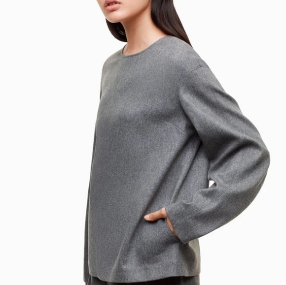 Babaton 1-01 grey 90% Wool 8% Cashmere top with zipper back opening - Picture 3 of 16